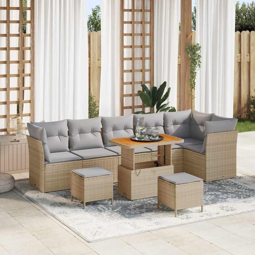 Maison Exclusive - Gartensofa-set 8 pcs Beige Poly-Rattan