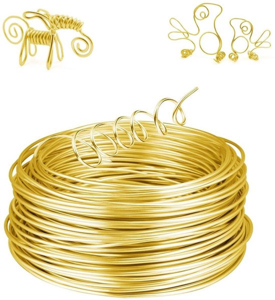 Biegsames 12 Gauge Aluminiumdraht von 2mm, 30m für kreatives Basteln, Schmuckherstellung, Kränze und Skulpturen - goldfarben