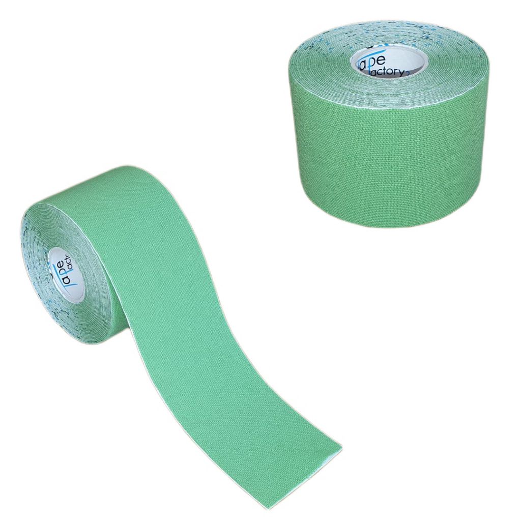 2 Rollen - Tapefactory24 Getting Started Kinesiologie Tape 5cm x 5m - grün, Tapes Taping Klebeband Tapeverband Bandage wasserfest
