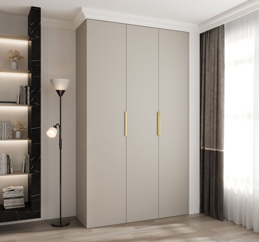 Kleiderschrank mit Regalen 140/50 LORENA 4 - Kaschmir / Gold