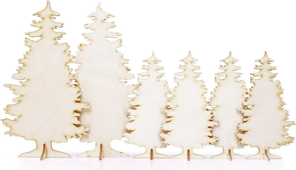 Lot de 6 sapins de Noël plats en bois pour décoration de table scandinave