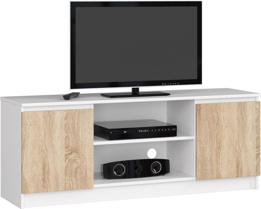 Mobiletto TV elegante bianco e rovere sonoma 140 cm con 2 Immagine del prodotto 