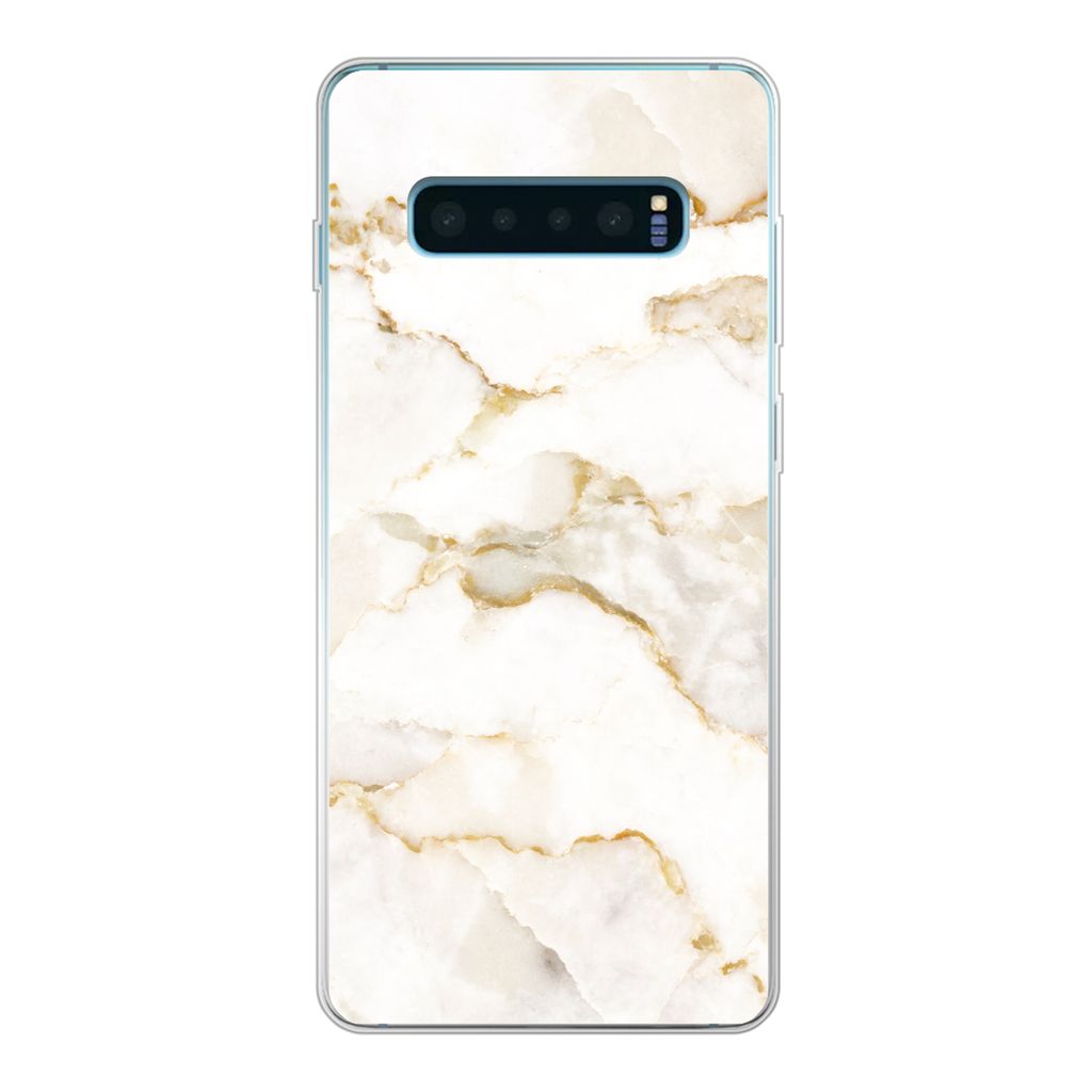 MuchoWow Handyhülle Schutzhülle Hülle für Samsung Galaxy S10 Lite Marmor - Limette - Gold - Luxus - Marmoroptik - Weiß Silikon Softcase Hand...