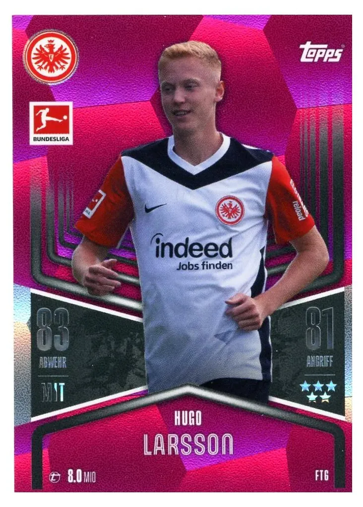 Trouvez la Carte Hugo Larsson Flex Tech Rose 72/99 Rare Saison 2024/2025