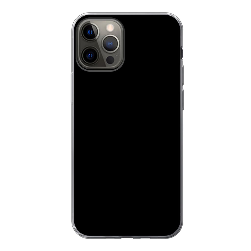MuchoWow Handyhülle Schutzhülle Hülle für iPhone 12 Pro Schwarz - Dunkel - Massiv - Farbe Silikon Softcase Handy Hülle - Abdeckung