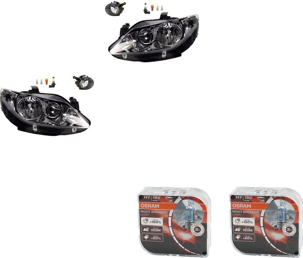 Johns, Scheinwerfer + Osram Night Breaker Laser passend für Seat Ibiza 6J 03/08-02/12 6J1941005D 6J1941005A 6J1941005B 6J1941005C 6J1941029A 6J194...