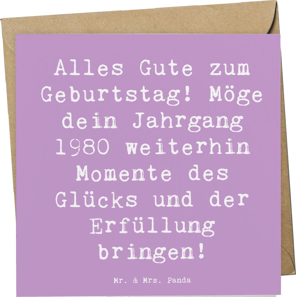 Mr. & Mrs. Panda Grußkarte Spruch 1980 Geburtstag - Lavendeltraum - Geschenk, Klappkarte, Alles Gute zum, liebevolle Geschenke, Alter, faltkarte, ...