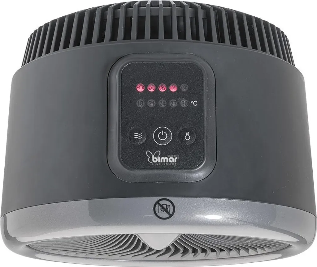 Chauffage d'Ambiance Électrique 2000W Ventilateur Mobile Gris Bimar