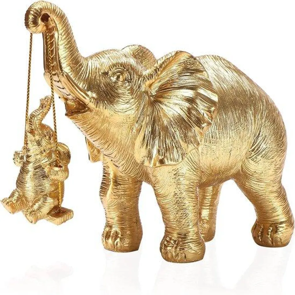 Figurine éléphant argenté moderne - Statuette déco salon et bureau 25cm