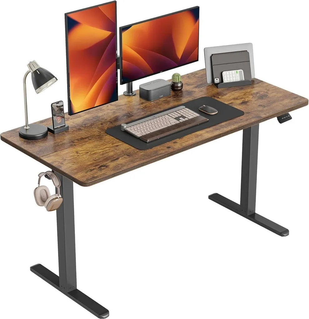 Bureau électrique 152x60 marron contre le mal de dos cadre en acier