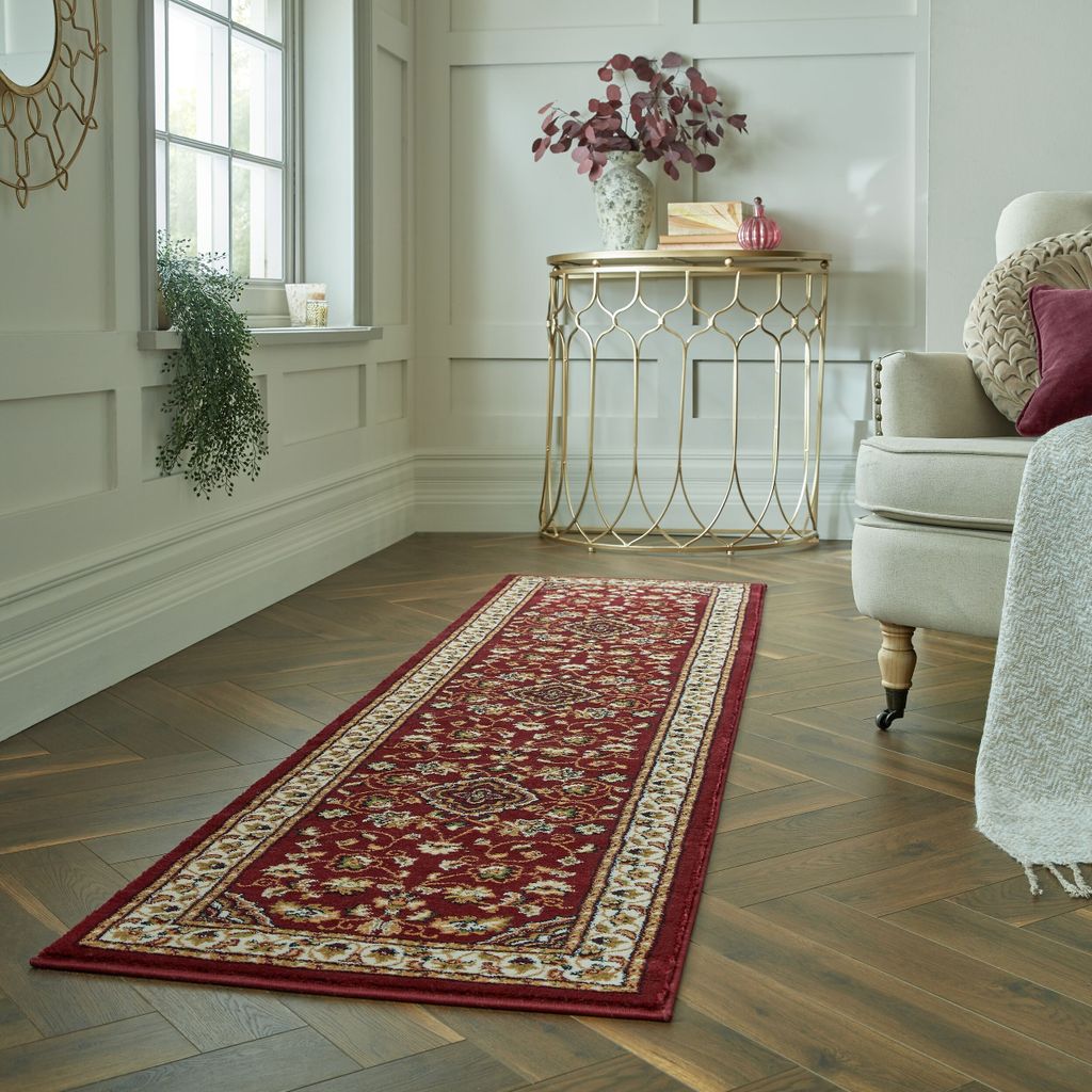 Traditioneller Teppich in Trendfarben "Glazert" . Farbe: Rot, 60x230 cm | Kadima Design
