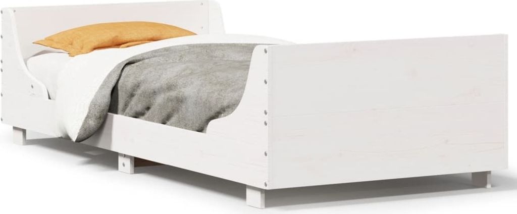 vidaXL Massivholzbett ohne Matratze Weiß 90x200 cm Kiefernholz