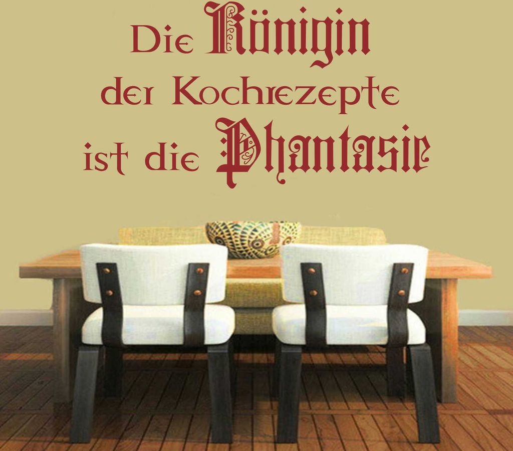 Wandtattoo - Wandaufkleber - Wandtattoo "Die Königin der Kochrezepte" - 90cm x 47cm dunkelrot - Dekoration Küche Wohnzimmer Wand