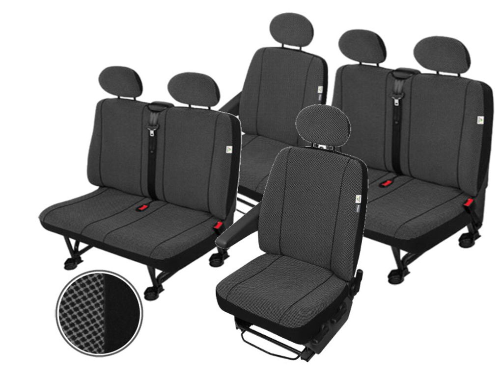 Mercedes Vito W639 Stoff Sitzbezüge Sitzschoner 6 Sitzer Schwarz