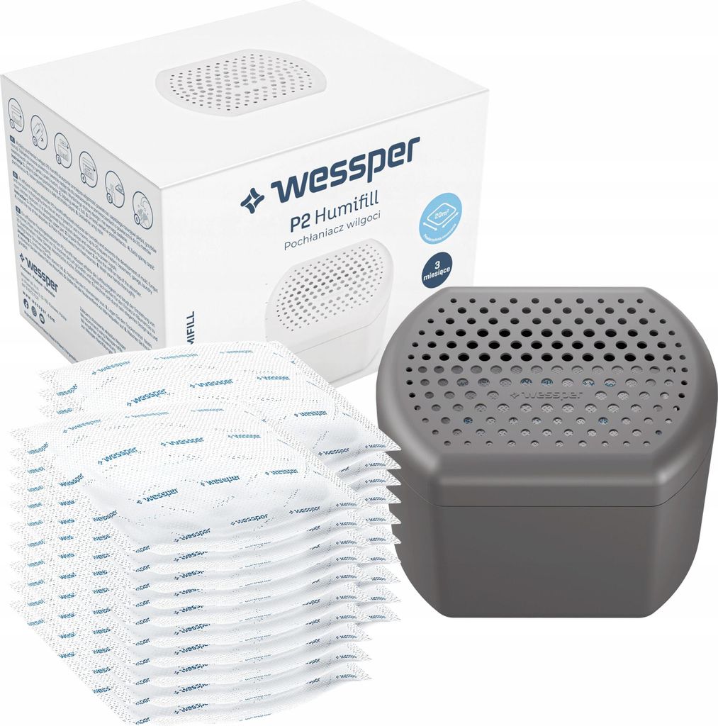 Wessper Feuchtigkeitskiller, Luftentfeuchter Feuchtigkeits-Stopper mit Nachfüll-Beutel Granulat, Raumentfeuchter, Nachfüllbar, reduziert Schimmel...