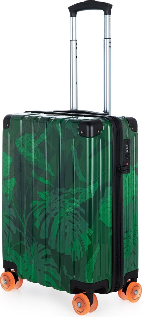 HAUPTSTADTKOFFER Q-Damm - Handgepäck Koffer Hartschale glänzend, Flugzeug Trolley 4 Rollen Kabinenkoffer, Hand Luggage TSA, 54 cm, 38 L, Jungle E...
