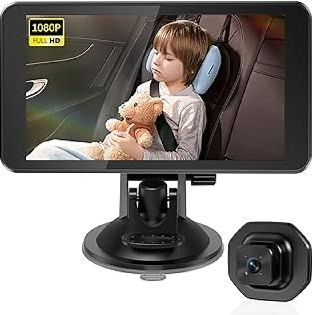 Autospiegel Baby Rücksitz, 5 Spiegel Auto Baby Rückbank Kamera, 1080P Nachtsicht Auto Rückspiegel Monitor, 170°Weitwinkel, Einfache Installati...