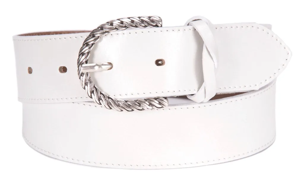 Tamaris 160027 Cintura Bianca 120cm | Pelle Vera Donna con Fibbia
