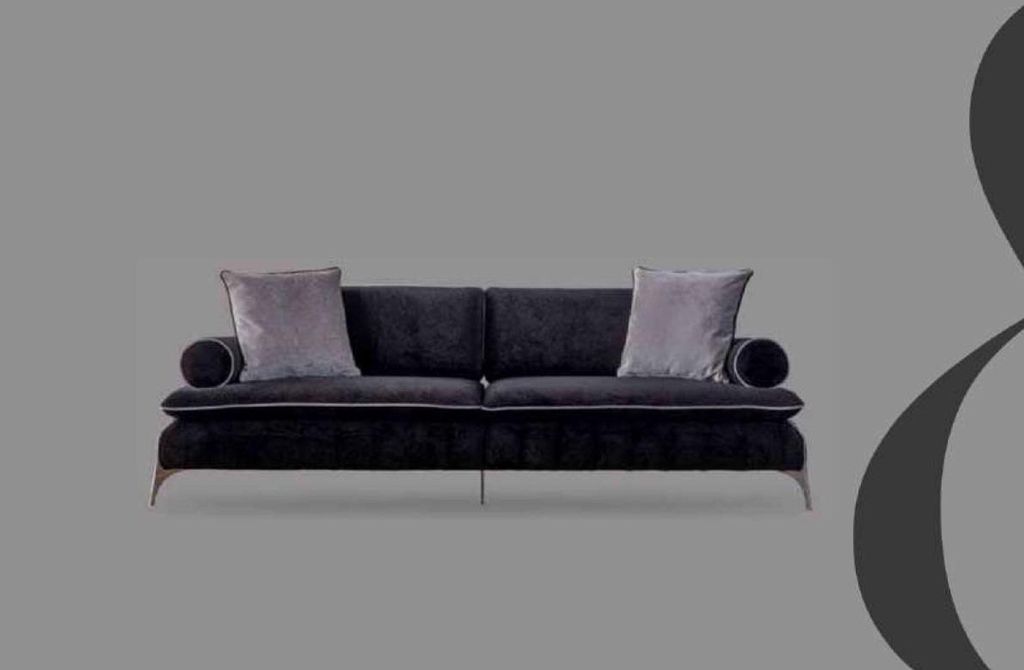 Sofa 4 Sitzer Sofas Schwarz Stoff Wohnzimmer Luxus Modern Produktbild 
