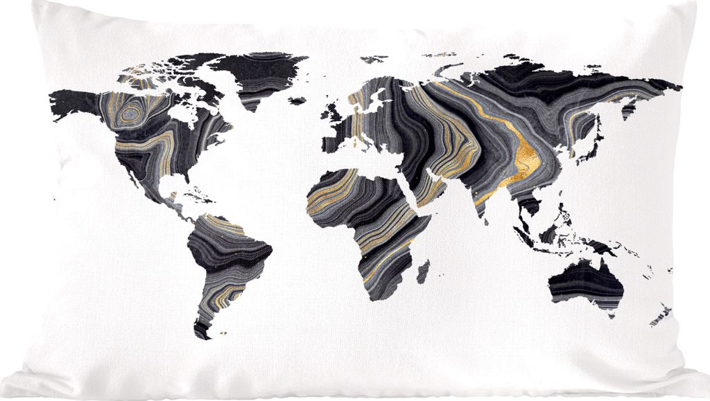 MuchoWow Zierkissen Sofakissen Wohnzimmer Dekokissen 50x30 cm Weltkarte - Farbe - Gold - Wohnzimmerdekoration - Polster mit Photo