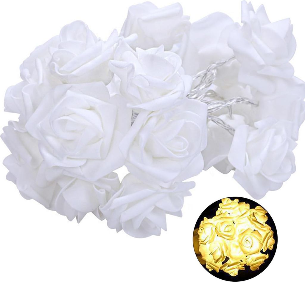 6m 40LED Rosen Lichterkette, Wasserdicht Innen Außen Weihnachten Hochzeit Party Garten Deko, USB