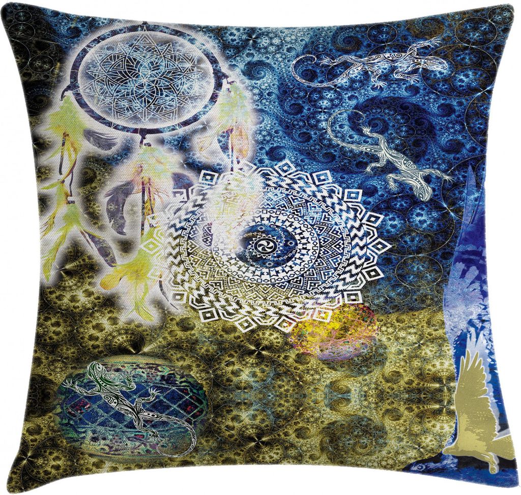 ABAKUHAUS Mandala Kissenbezug, Stammes-Eidechsen Dreamcatcher, Waschbar mit Reißverschluss Kissenhülle mit Farbfesten Klaren Farben Beidseitiger ...