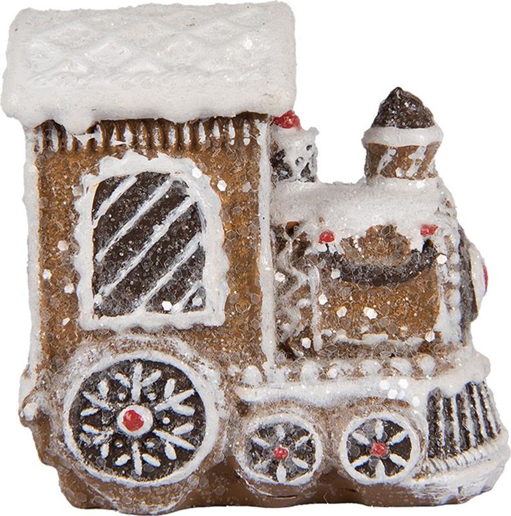 Clayre & Eef Weihnachtsdekorationsfigur Zug 5x3x5 cm Braun Kunststoff