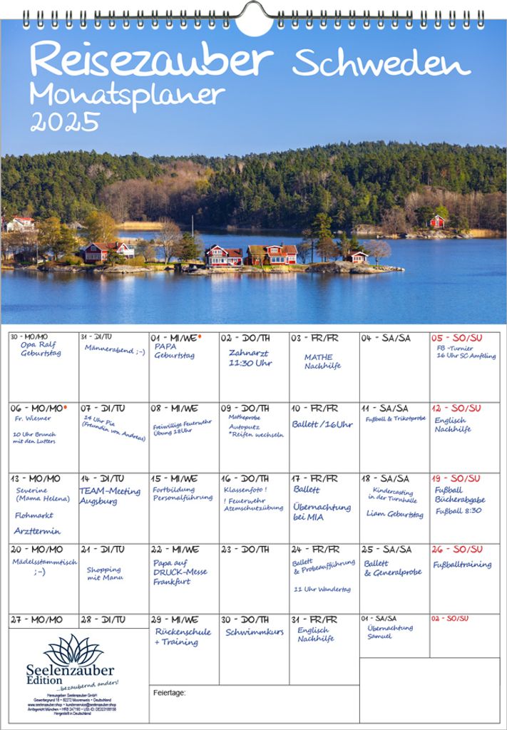 Reisezauber Schweden Planer DIN A3 Kalender für 2025 Stockholm Stadt Reise Land Urlaub - Seelenzauber
