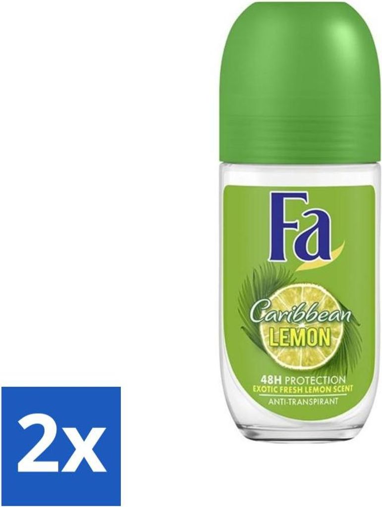 Fa - Deodorant Roller - Caribbean Lemon - Erfrischend - 48 Stunden Schutz - Zitronig - 50 ml - Vorteilspack - 2 Stücke