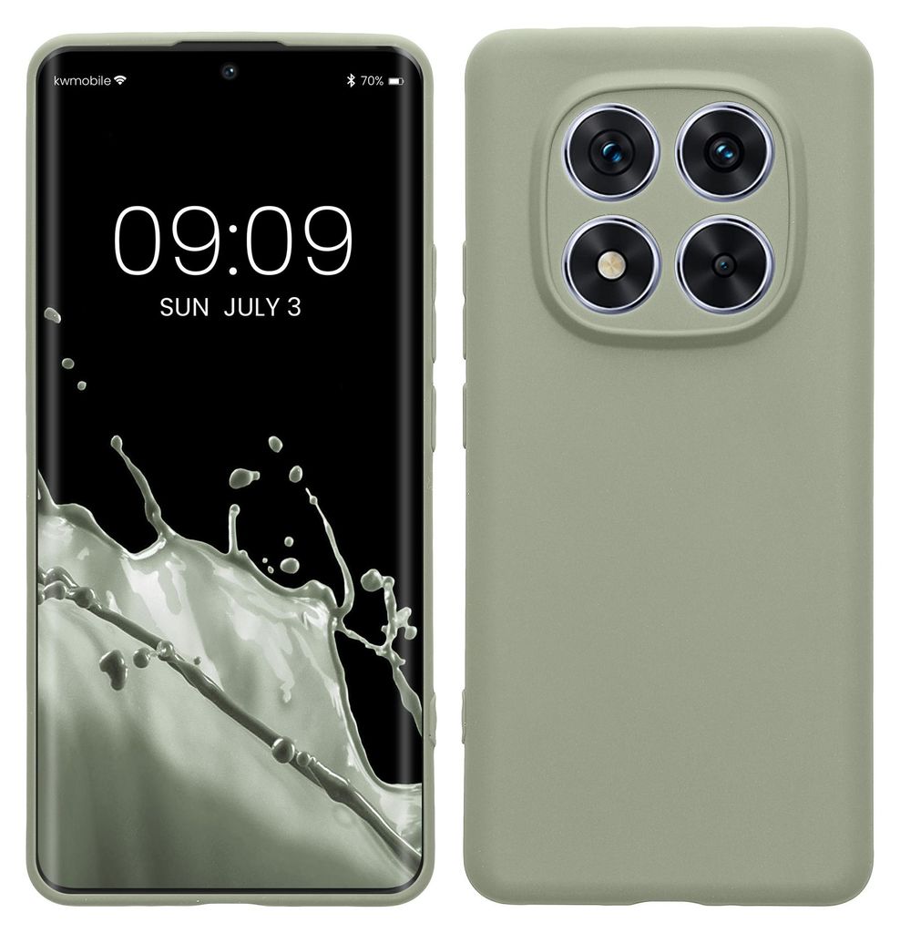 kwmobile Handyhülle für Xiaomi Redmi Note 14 Pro 5G / Poco X7 Hülle - weiches Handy Silikon Case - Schutzhülle Cover - Graugrün