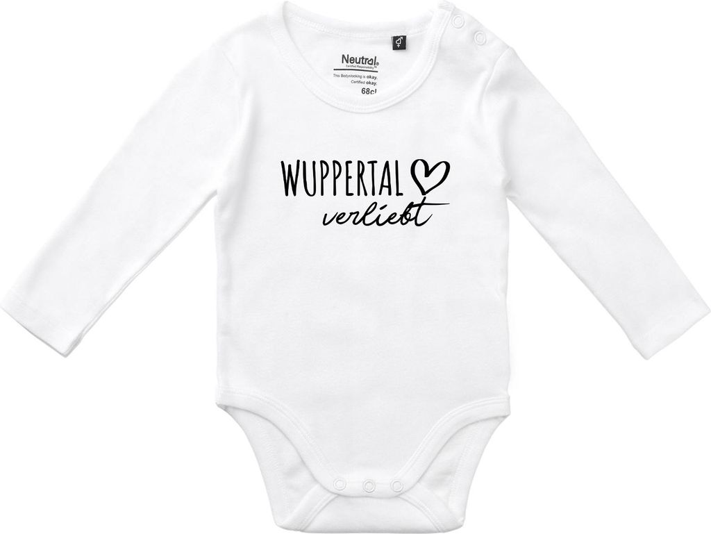 Huuraa Baby Body Wuppertal verliebt 68 White Baumwolle Fairtrade Langarmbody Geschenkidee