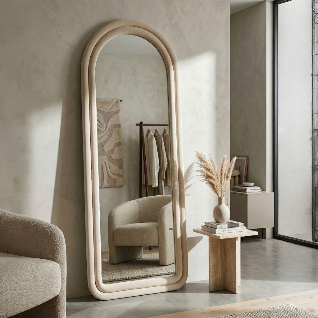 FURNLUX Wandspiegel Cloe, beige, 60 cm / Hoofdkleur: Beige Productafbeelding 