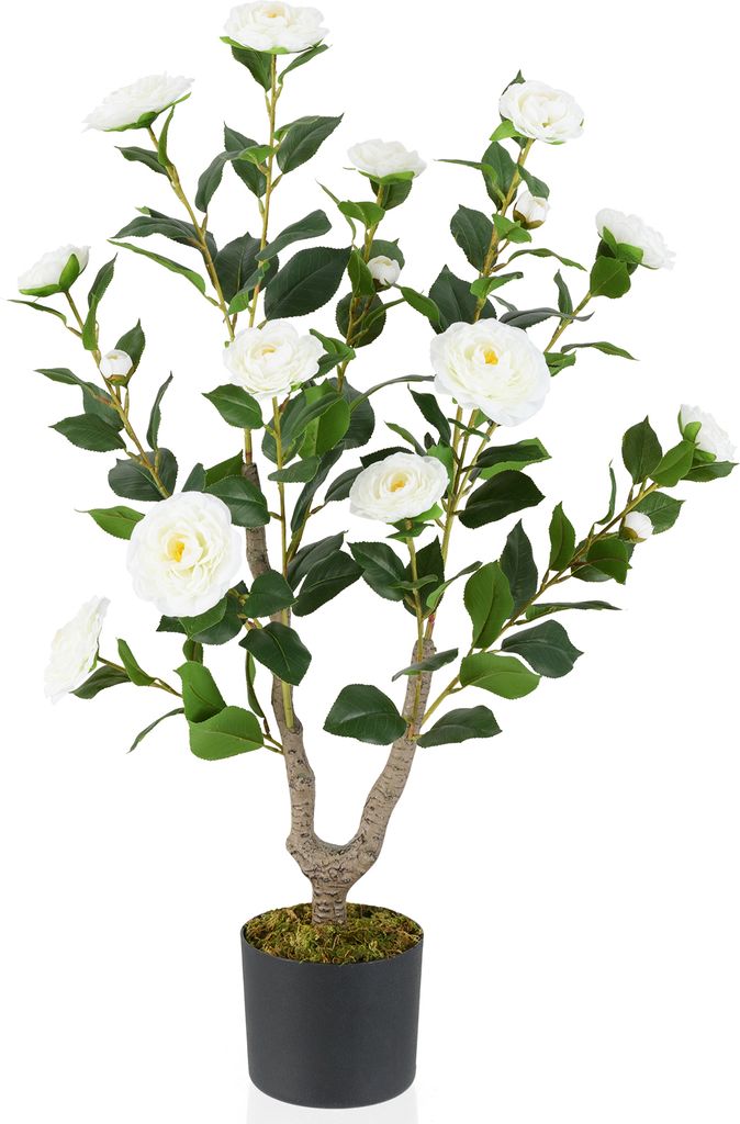 COSTWAY 90cm Kunstbaum mit Blüten, Künstlicher Produktbild 