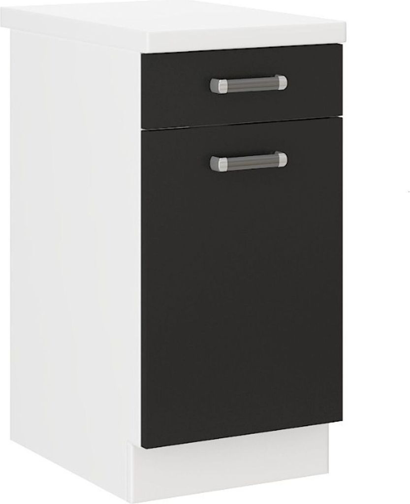 40 cm Küche Omega Schwarz Weiss Küchenzeile Einbauküche Produktbild 1
