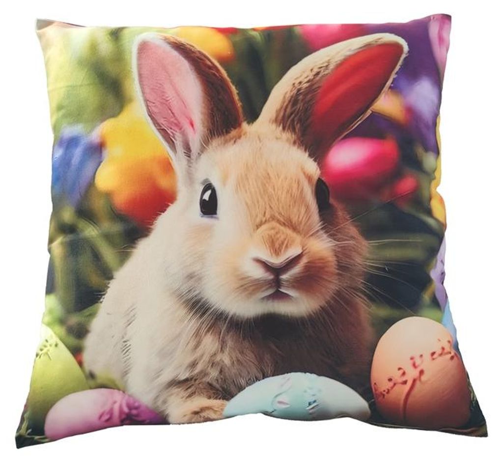Kissenbezug, Dekorativer Kissenbezug mit Ostermotiv, Ostern 42x42 cm 466 Hase und Ostereier