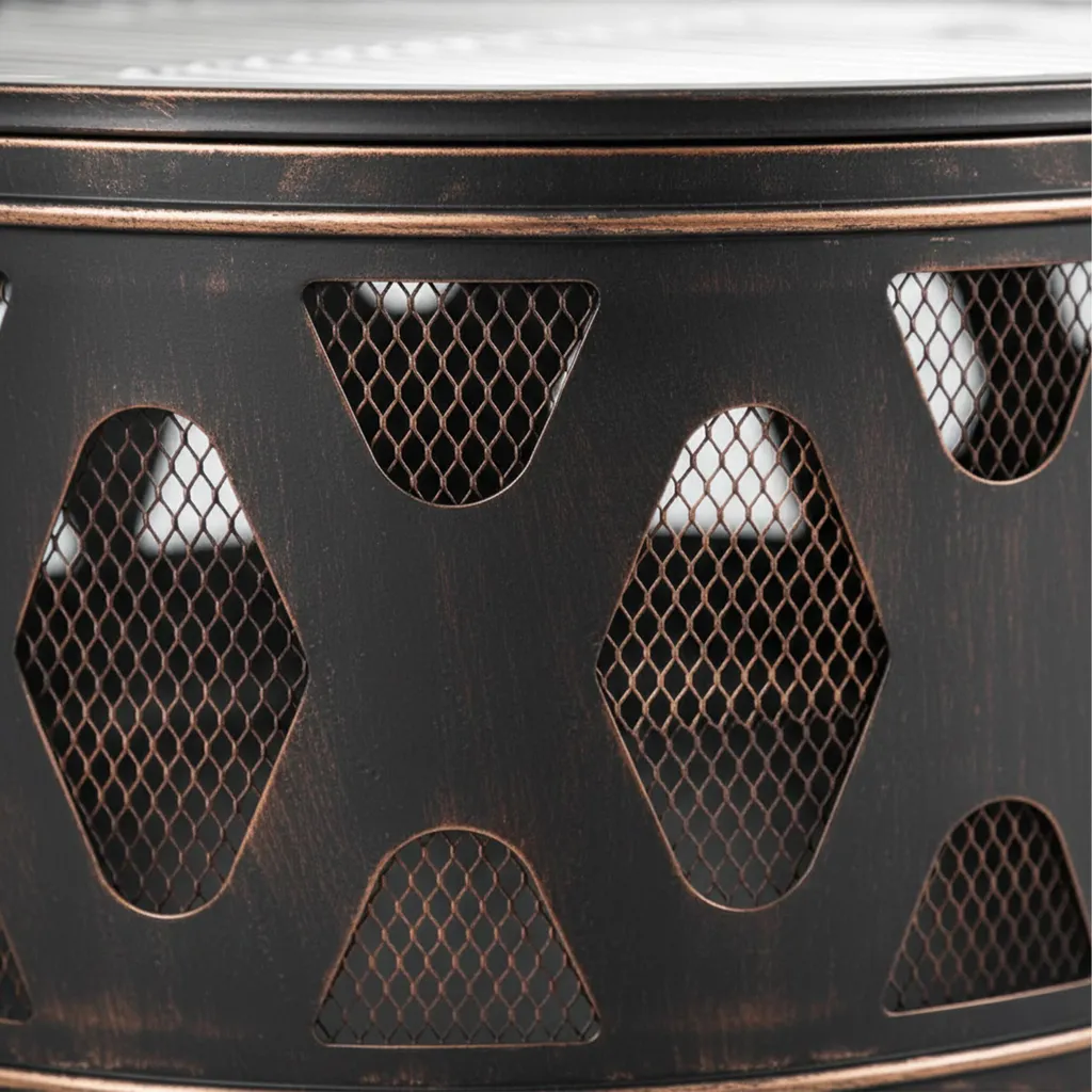 Bac à feu robuste avec grille de cuisson et tisonnier noir Relaxdays - 6