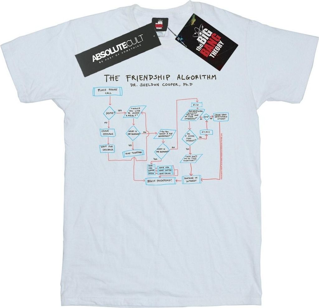 The Big Bang Theory - "Friendship Algorithm" T-Shirt für Herren BI12885 (5XL) (Weiß)