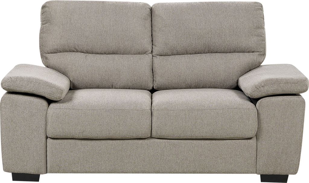 BELIANI 2-Sitzer Sofa Hellbraun Stoffbezug Breite Armlehnen Dicke Sitzkissen Modern Gemütlich Wohnzimmer Büro Sitzmöbel Couch Zweisitzer Polster...