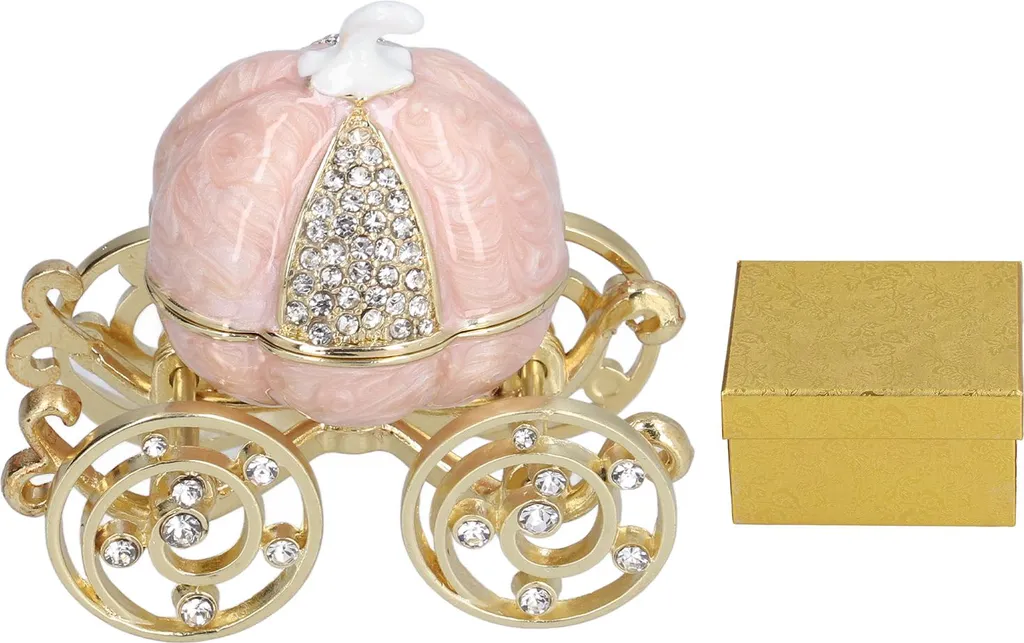 Portagioie Carrozza Zucca Bianco Oro | Idea Regalo Donna Elegante