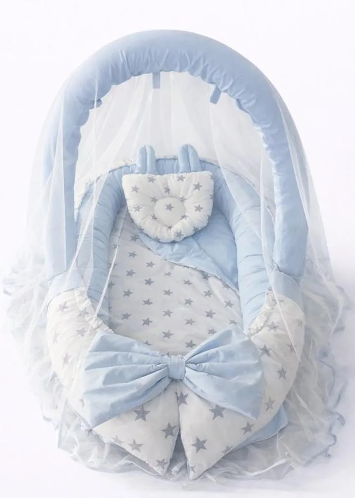 Nid bébé moustiquaire 90x50 cm, arche de jeux, protection complète bleu