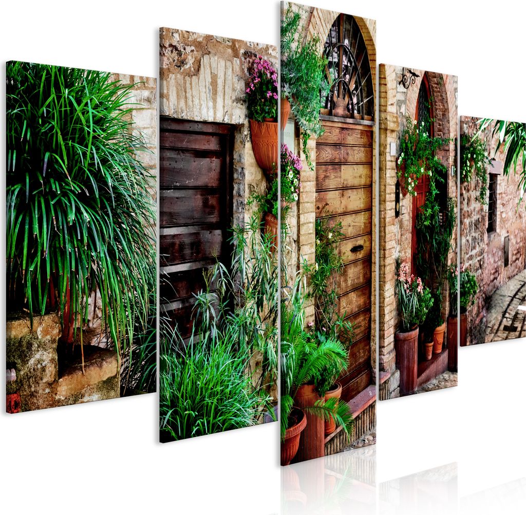 Leinwandbilder 200x100 cm b-B-0531-b-m Vlies Leinwandbild 5 tlg Kunstdruck modern Wandbilder XXL Wanddekoration Design Wand Bild BLUMEN TOSKANA