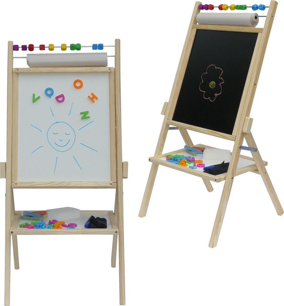 Lavagna magnetica rotante per bambini 4in1 naturale - Immagine del prodotto 