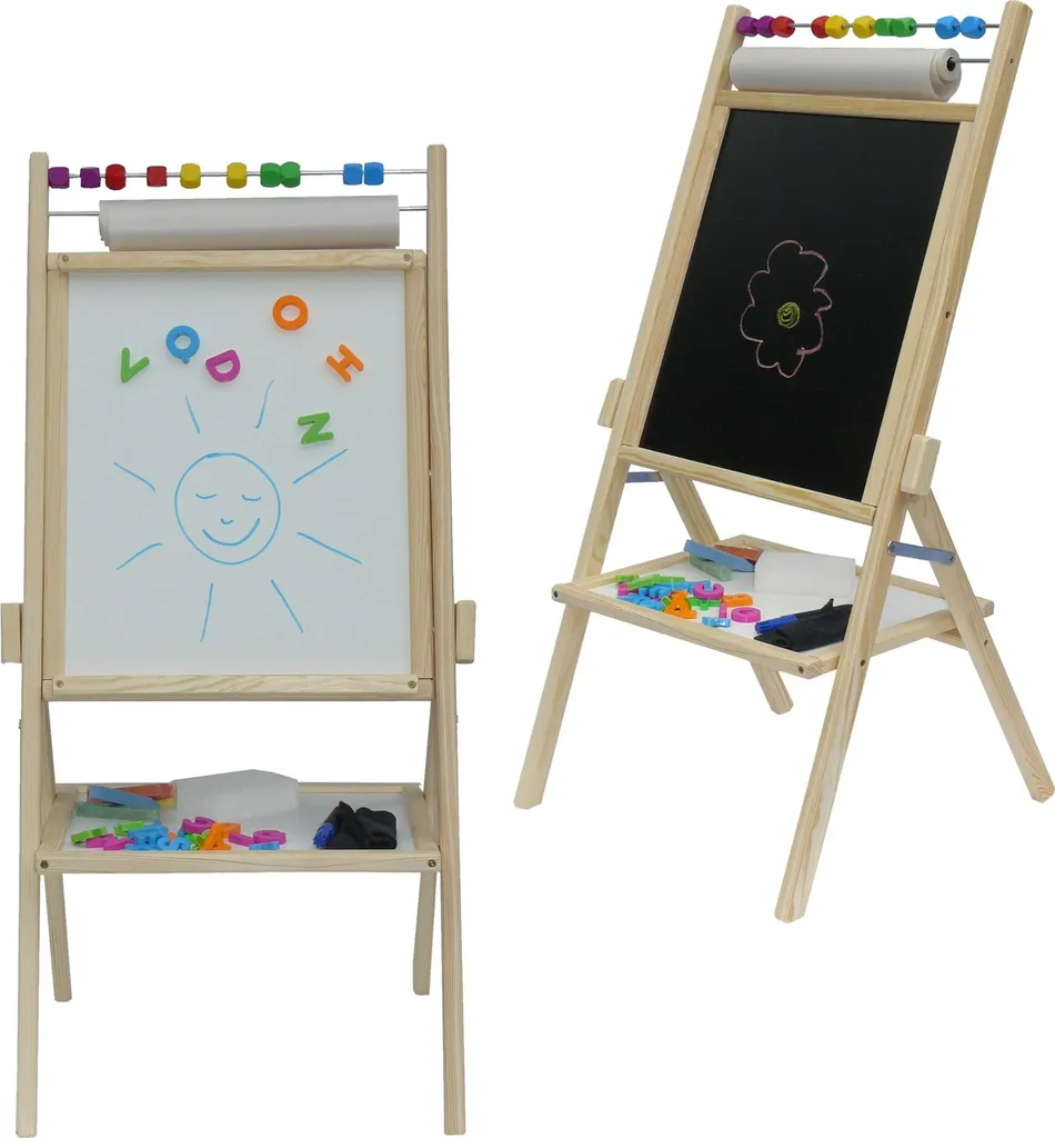 Chevalet d'activités enfant 4en1 rotatif et magnétique en bois 89cm