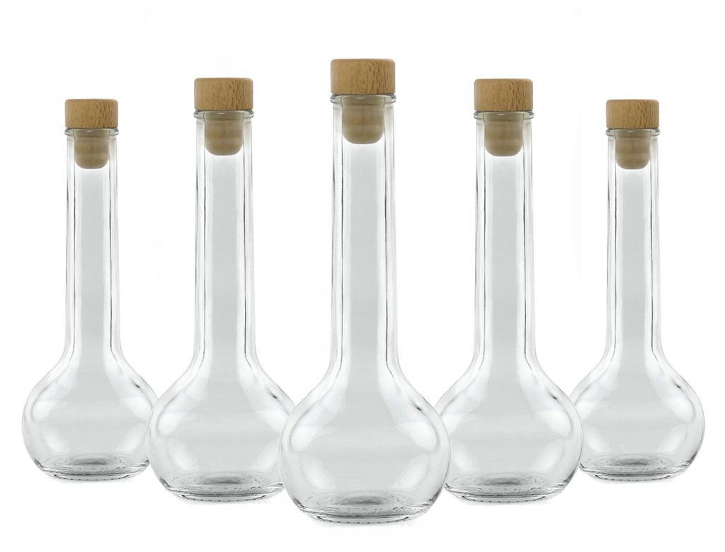 5 Apothekerflaschen 0,2L Glasflaschen leer Essigflaschen Ölflaschen Likörflasche