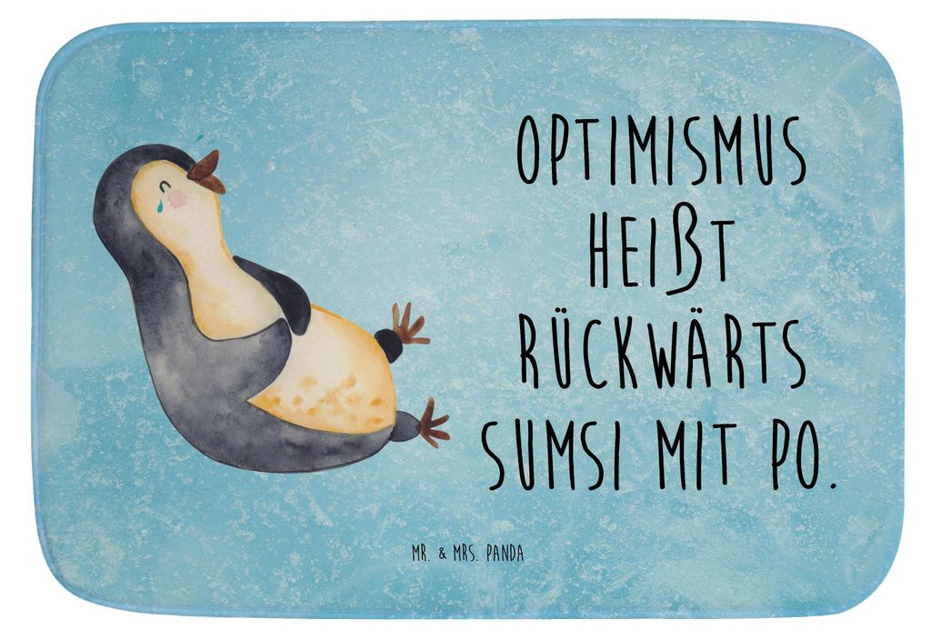 Mr. & Mrs. Panda badezimmermatte Pinguin Lachen - Eisblau - Geschenk, Haha, Lol, Badteppich, Badvorleger, Lustiger Spruch, Humor, Badezimmerteppich...