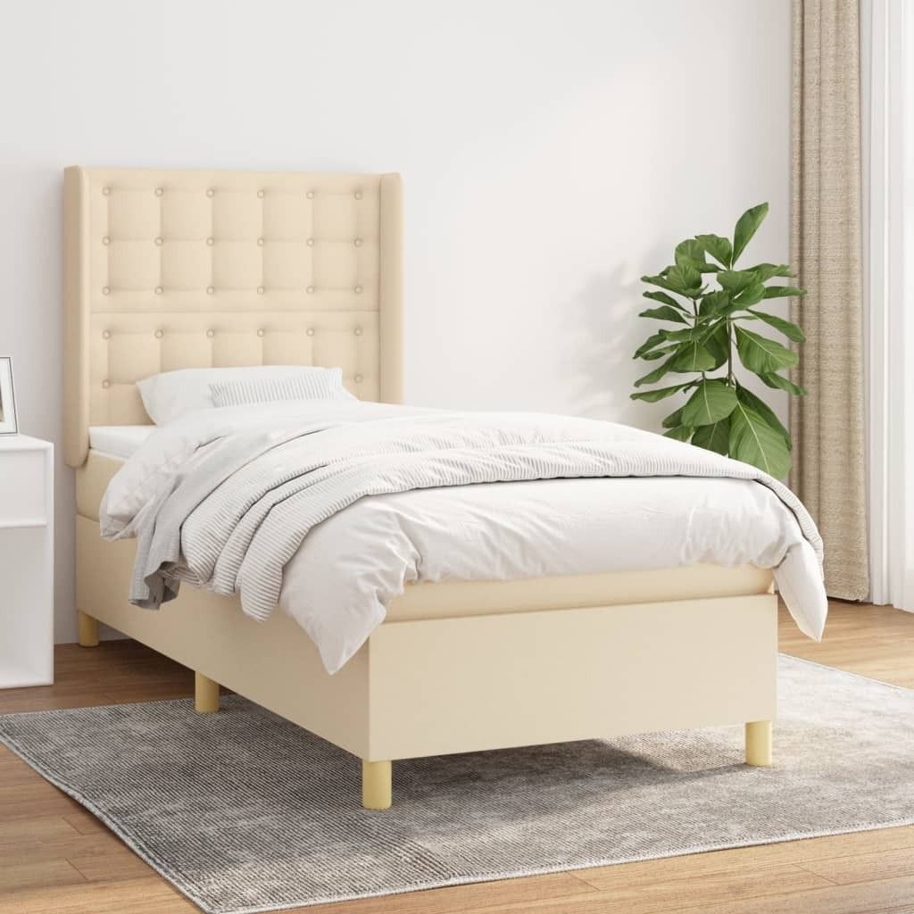 Boxspringbett mit Matratze Creme 100x200 cm Stoff , Klassische Betten Design 2024