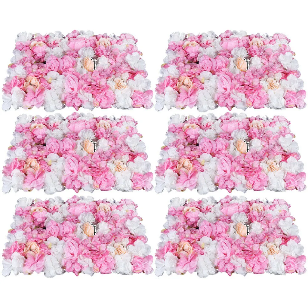 Mur de fleurs artificielles 6 pièces décor rose pour mariage et fête