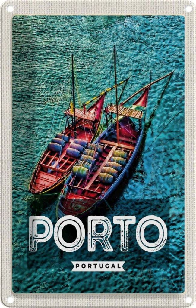 vianmo Blechschild 30x20 cm Porto Portugal Poster Meer Boote Bildmotiv Reisemotiv Abenteuer Reisen Urlaub
