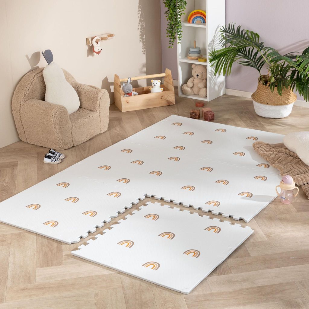 Volero - Puzzlematte - Alfie Rainbow Weiß - 120x180cm - Kinderzimmer, Babyzimmer