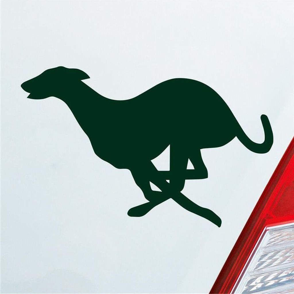 Auto Aufkleber Windhund Hund Dog Animal Tier 12x7,5 cm Dunkelgrün Sticker Heckscheibenaufkleber
